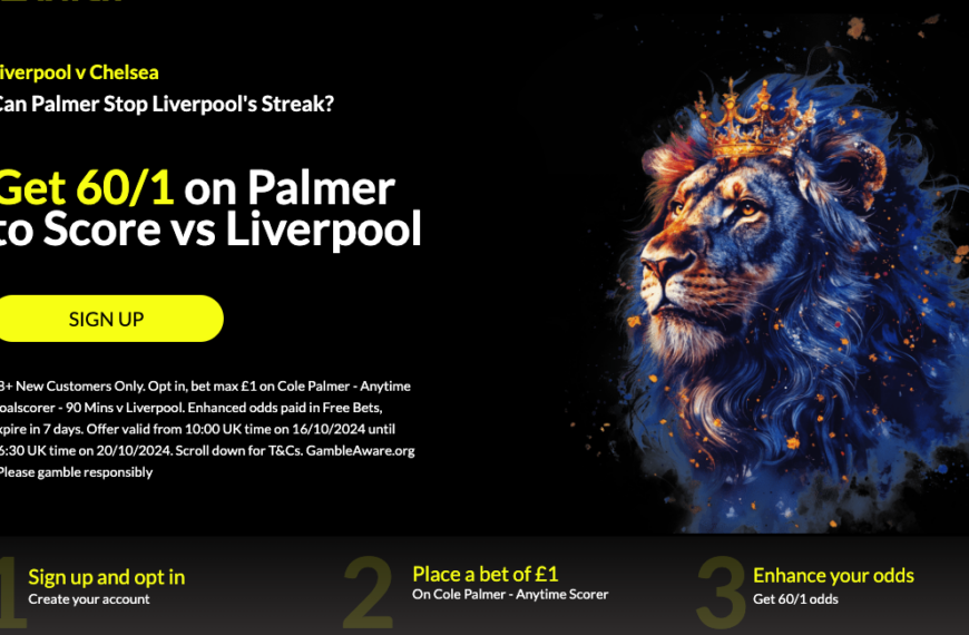 Parimatch Welcome Offer: Get 60/1 On Cole Palmer To Score vs Liverpool